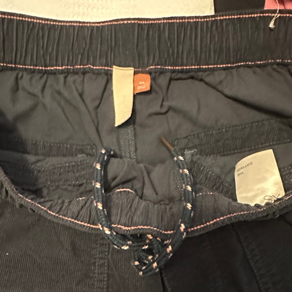 Black Drawstring Pants With Pink Stitching - image 1